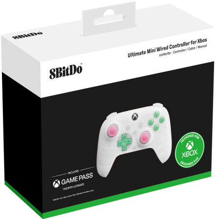 8Bitdo Ultimate Mini Wired Controller for Xbox Clear White