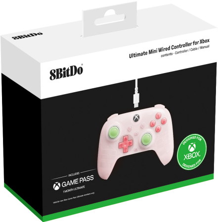 8Bitdo Ultimate Mini Wired Controller for Xbox Clear Pink