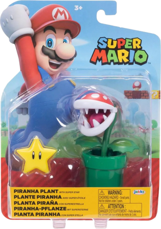 World of Nintendo Super Mario 10cm Piranha Plant with Super Star Figure