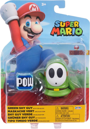 World of Nintendo Super Mario 7cm Green Shy Guy with POW-Block Figure
