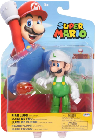 World of Nintendo Super Mario 10cm Fire Luigi with Fire Ball Figure