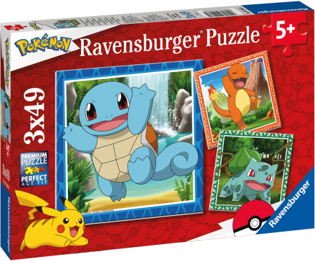 Ravensburger Pokémon Kanto Starters Puzzle (3x49 Bitar)