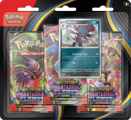 Pokemon TCG Mega Evolutions Phantasmal Flames 3-pack Blister - Weavile