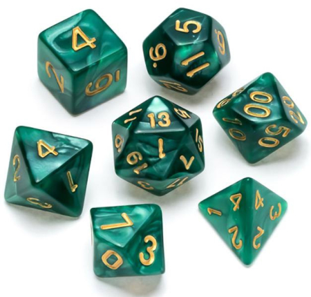 Greifenfels Pearl Series Dice (Dark Green/Gold)
