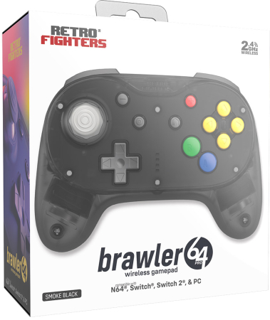 RetroFighters brawler64 Pro 2.4GHz Wireless Controller Smoke