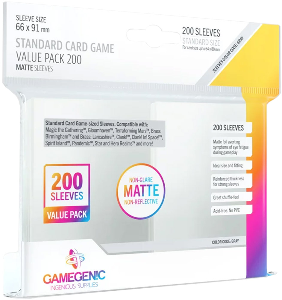 Gamegenic Grey Matte Standard Card Game Sleeves Value Pack 200 Sleeves  (66x91mm) - Spel & Sånt: The video game store with the happiest customers