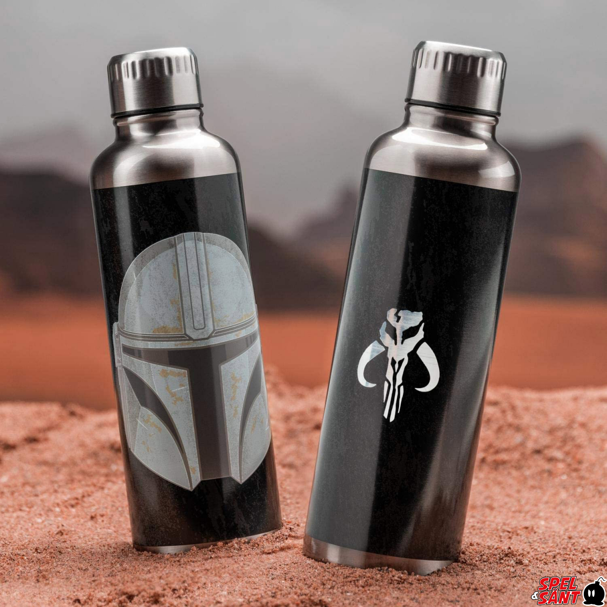 Star Wars: The Mandalorian Stainless Steel Water Bottle with Built