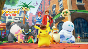 Screenshot på Detective Pikachu Returns (inkl. Detective Pin)