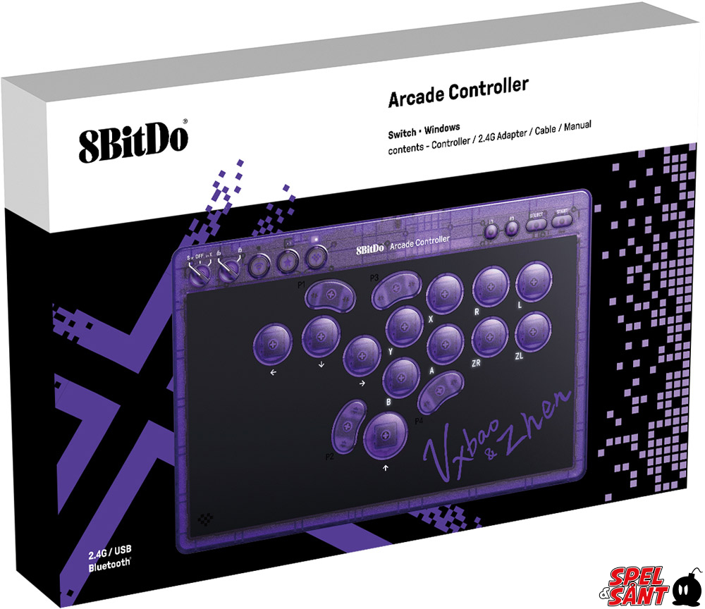 8Bitdo Arcade Controller Transparent Purple Signature Edition - Spel ...