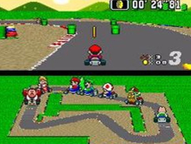 Screenshot på Super Mario Kart (Amerikansk Version)