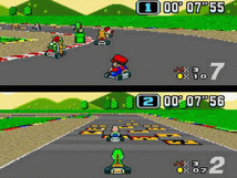 Screenshot på Super Mario Kart (Amerikansk Version)