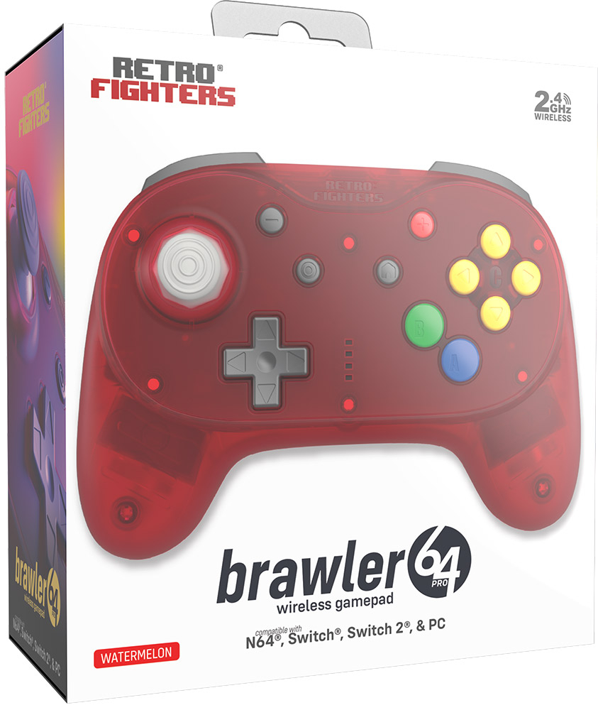 RetroFighters brawler64 Pro 2.4GHz Wireless Controller Watermelon Red ...